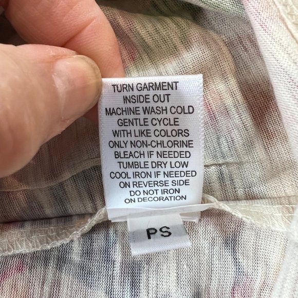 One World Tunic Top Womens PS Cap Sleeve Floral Embellished Pleated V-Neck - Picture 10 of 10